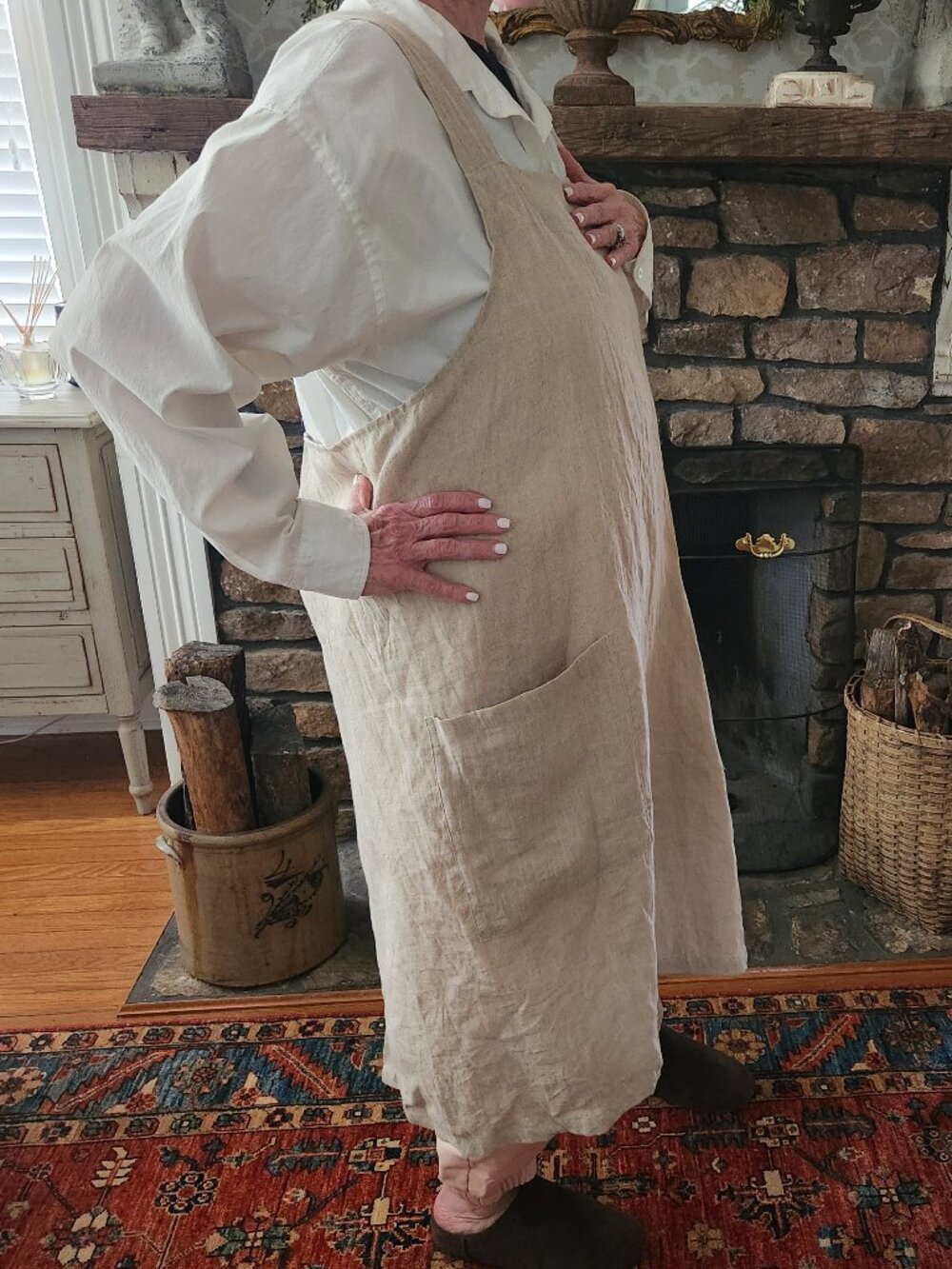 Vikolino Linen Cross Back Pinafore Apron - Picture 7 of 7